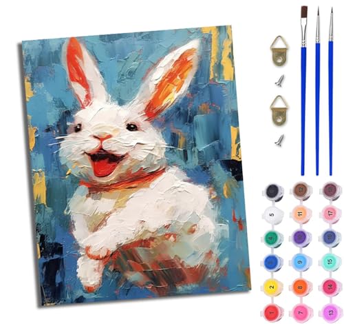 Malen Nach Zahlen DIY auf Leinwand Kit für Anfänger Fröhliches springendes Häschen DIY Handgemalt Ölgemälde Leinwand Kit für Anfänger und Erwachsene Mit Rahmen 40 x 50 cm Malen Nach Zahlen DIY auf Leinwand Kit für Anfänger Fröhliches springendes Häschen DIY Handgemalt Ölgemälde Leinwand Kit für Anfänger und Erwachsene Mit Rahmen 40 x 50 cm von WJWWANG