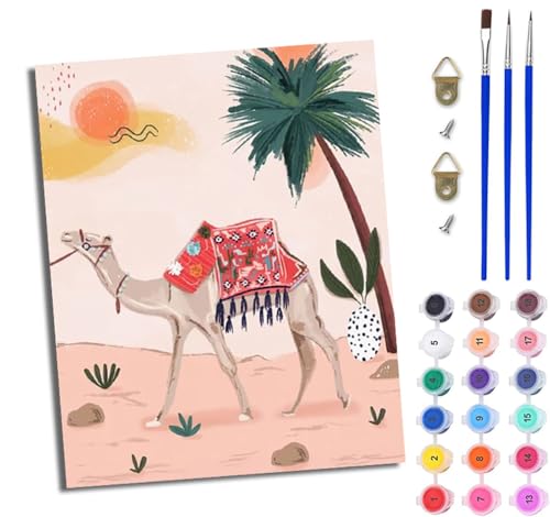 Malen Nach Zahlen DIY auf Leinwand Kit für Anfänger Kamel einfache Zeichnung DIY Handgemalt Ölgemälde Leinwand Kit für Anfänger und Erwachsene Mit Rahmen 40 x 50 cm Malen Nach Zahlen DIY auf Leinwand Kit für Anfänger Kamel einfache Zeichnung DIY Handgemalt Ölgemälde Leinwand Kit für Anfänger und Erwachsene Mit Rahmen 40 x 50 cm von WJWWANG