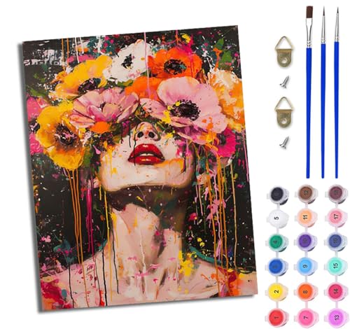 Malen Nach Zahlen DIY auf Leinwand Kit für Anfänger Mädchen im Inkjet-Stil DIY Handgemalt Ölgemälde Leinwand Kit für Anfänger und Erwachsene Mit Rahmen 40 x 50 cm von WJWWANG
