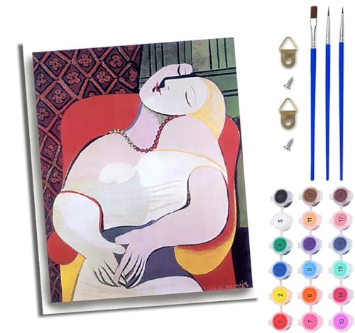 Malen Nach Zahlen DIY auf Leinwand Kit für Anfänger Schönheit Abstrakt Einfach DIY Handgemalt Ölgemälde Leinwand Kit für Anfänger und Erwachsene Mit Rahmen 40 x 50 cm von WJWWANG