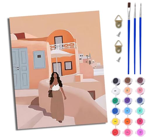 Malen Nach Zahlen DIY auf Leinwand Kit für Anfänger Schönheit vereinfacht DIY Handgemalt Ölgemälde Leinwand Kit für Anfänger und Erwachsene Mit Rahmen 40 x 50 cm von WJWWANG