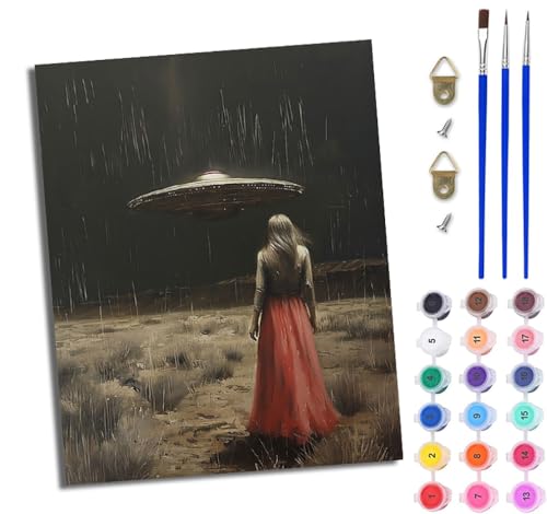 Malen Nach Zahlen DIY auf Leinwand Kit für Anfänger Science-Fiction-UFO-Mädchen DIY Handgemalt Ölgemälde Leinwand Kit für Anfänger und Erwachsene Mit Rahmen 40 x 50 cm Malen Nach Zahlen DIY auf Leinwand Kit für Anfänger Science-Fiction-UFO-Mädchen DIY Handgemalt Ölgemälde Leinwand Kit für Anfänger und Erwachsene Mit Rahmen 40 x 50 cm von WJWWANG