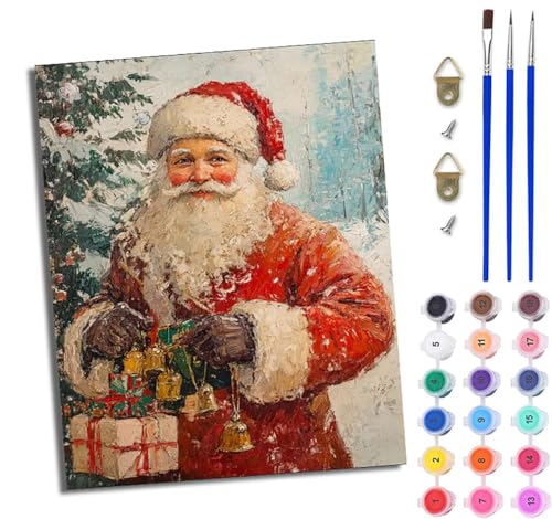 Malen Nach Zahlen DIY auf Leinwand Kit für Anfänger Süßer Weihnachtsmann DIY Handgemalt Ölgemälde Leinwand Kit für Anfänger und Erwachsene Mit Rahmen 40 x 50 cm Malen Nach Zahlen DIY auf Leinwand Kit für Anfänger Süßer Weihnachtsmann DIY Handgemalt Ölgemälde Leinwand Kit für Anfänger und Erwachsene Mit Rahmen 40 x 50 cm von WJWWANG