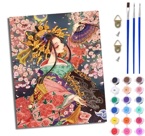 Malen Nach Zahlen Erwachsene Malen Nach Zahlen mit Pinseln und Acrylfarben Blumen Japanische Oiran einfaches DIY-Ölgemälde-Set auf Leinwand mit3- Pinseln und Acrylpigment lustiges Mit Rahmen Malen Nach Zahlen Erwachsene Malen Nach Zahlen mit Pinseln und Acrylfarben Blumen Japanische Oiran einfaches DIY-Ölgemälde-Set auf Leinwand mit3- Pinseln und Acrylpigment lustiges Mit Rahmen von WJWWANG