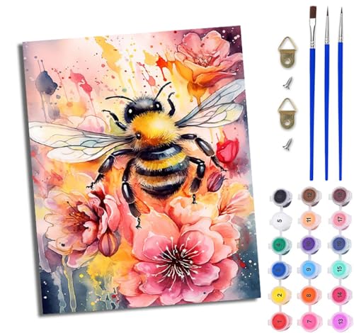 Malen Nach Zahlen Erwachsene Malen Nach Zahlen mit Pinseln und Acrylfarben Blumen süße Biene einfaches DIY-Ölgemälde-Set auf Leinwand mit3- Pinseln und Acrylpigment lustiges Mit Rahmen Malen Nach Zahlen Erwachsene Malen Nach Zahlen mit Pinseln und Acrylfarben Blumen süße Biene einfaches DIY-Ölgemälde-Set auf Leinwand mit3- Pinseln und Acrylpigment lustiges Mit Rahmen von WJWWANG