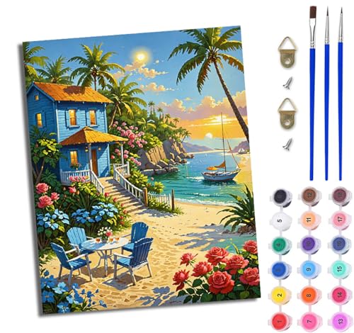 Malen Nach Zahlen Erwachsene Malen Nach Zahlen mit Pinseln und Acrylfarben Blumenhaus Sonnenscheinfarbe einfaches DIY-Ölgemälde-Set auf Leinwand mit3- Pinseln und Acrylpigment lustiges Mit Rahmen Malen Nach Zahlen Erwachsene Malen Nach Zahlen mit Pinseln und Acrylfarben Blumenhaus Sonnenscheinfarbe einfaches DIY-Ölgemälde-Set auf Leinwand mit3- Pinseln und Acrylpigment lustiges Mit Rahmen von WJWWANG