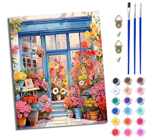 Malen Nach Zahlen Erwachsene Malen Nach Zahlen mit Pinseln und Acrylfarben Blumenladenfarbe einfaches DIY-Ölgemälde-Set auf Leinwand mit3- Pinseln und Acrylpigment lustiges Mit Rahmen Malen Nach Zahlen Erwachsene Malen Nach Zahlen mit Pinseln und Acrylfarben Blumenladenfarbe einfaches DIY-Ölgemälde-Set auf Leinwand mit3- Pinseln und Acrylpigment lustiges Mit Rahmen von WJWWANG