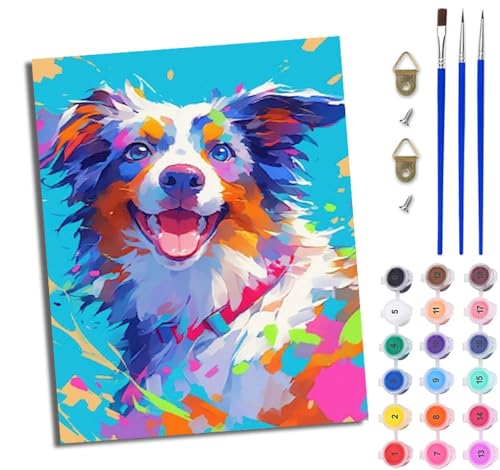 Malen Nach Zahlen Erwachsene Malen Nach Zahlen mit Pinseln und Acrylfarben Fröhlicher Welpe bunt einfaches DIY-Ölgemälde-Set auf Leinwand mit3- Pinseln und Acrylpigment lustiges Mit Rahmen Malen Nach Zahlen Erwachsene Malen Nach Zahlen mit Pinseln und Acrylfarben Fröhlicher Welpe bunt einfaches DIY-Ölgemälde-Set auf Leinwand mit3- Pinseln und Acrylpigment lustiges Mit Rahmen von WJWWANG
