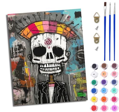 Malen Nach Zahlen Erwachsene Malen Nach Zahlen mit Pinseln und Acrylfarben Schädel-Kunst-Graffiti einfaches DIY-Ölgemälde-Set auf Leinwand mit3- Pinseln und Acrylpigment lustiges Mit Rahmen Malen Nach Zahlen Erwachsene Malen Nach Zahlen mit Pinseln und Acrylfarben Schädel-Kunst-Graffiti einfaches DIY-Ölgemälde-Set auf Leinwand mit3- Pinseln und Acrylpigment lustiges Mit Rahmen von WJWWANG