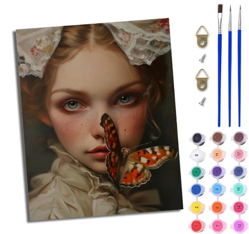 Malen Nach Zahlen Erwachsene Malen Nach Zahlen mit Pinseln und Acrylfarben Schmetterling schönes Mädchen einfaches DIY-Ölgemälde-Set auf Leinwand mit3- Pinseln und Acrylpigment lustiges Mit Rahmen Malen Nach Zahlen Erwachsene Malen Nach Zahlen mit Pinseln und Acrylfarben Schmetterling schönes Mädchen einfaches DIY-Ölgemälde-Set auf Leinwand mit3- Pinseln und Acrylpigment lustiges Mit Rahmen von WJWWANG