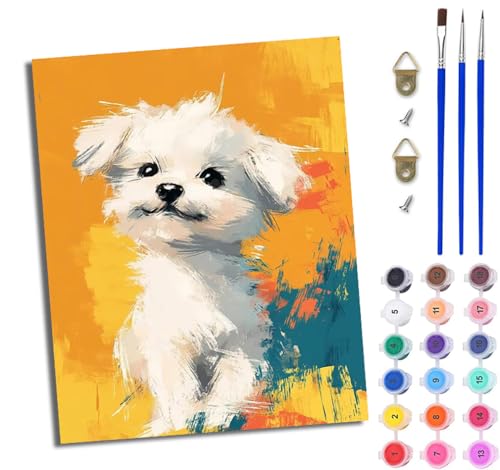 Malen Nach Zahlen Erwachsene Malen Nach Zahlen mit Pinseln und Acrylfarben Süße Bichon Frise Farbe einfaches DIY-Ölgemälde-Set auf Leinwand mit3- Pinseln und Acrylpigment lustiges Mit Rahmen Malen Nach Zahlen Erwachsene Malen Nach Zahlen mit Pinseln und Acrylfarben Süße Bichon Frise Farbe einfaches DIY-Ölgemälde-Set auf Leinwand mit3- Pinseln und Acrylpigment lustiges Mit Rahmen von WJWWANG