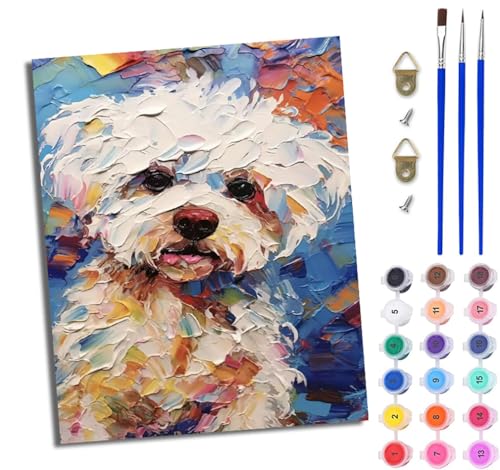 Malen Nach Zahlen Erwachsene Malen Nach Zahlen mit Pinseln und Acrylfarben Süßer und entzückender Bichon Frisé einfaches DIY-Ölgemälde-Set auf Leinwand mit3- Pinseln und Acrylpigment Mit Rahmen Malen Nach Zahlen Erwachsene Malen Nach Zahlen mit Pinseln und Acrylfarben Süßer und entzückender Bichon Frisé einfaches DIY-Ölgemälde-Set auf Leinwand mit3- Pinseln und Acrylpigment Mit Rahmen von WJWWANG