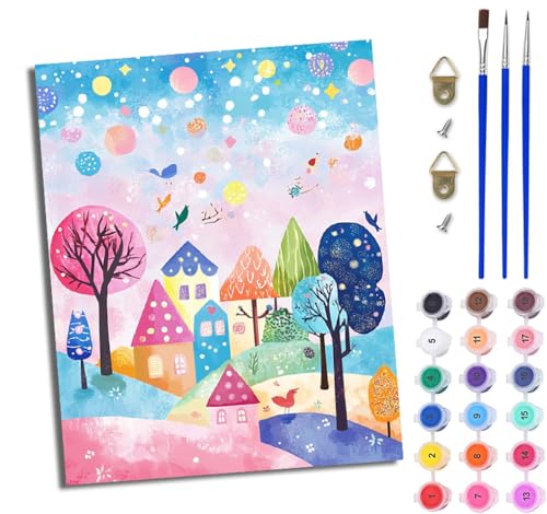 Malen Nach Zahlen Erwachsene Malen Nach Zahlen mit Pinseln und Acrylfarben Traumhausbaum einfaches DIY-Ölgemälde-Set auf Leinwand mit3- Pinseln und Acrylpigment lustiges Mit Rahmen Malen Nach Zahlen Erwachsene Malen Nach Zahlen mit Pinseln und Acrylfarben Traumhausbaum einfaches DIY-Ölgemälde-Set auf Leinwand mit3- Pinseln und Acrylpigment lustiges Mit Rahmen von WJWWANG