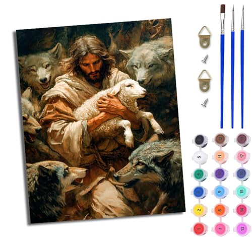 Malen Nach Zahlen ErwachseneHirten auf der Suche nach Jesus Handgemalte Ölgemälde Leinwand für Home Décor Mit Rahmen von WJWWANG