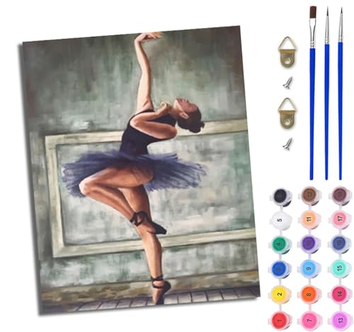 Malen Nach Zahlen ErwachseneSchönes Mädchen tanzt Ballett Handgemalte Ölgemälde Leinwand für Home Décor Mit Rahmen von WJWWANG