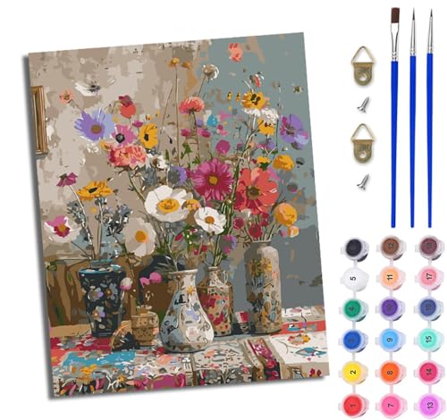 Malen nach Zahlen DIY Handgemalt Ölgemälde Set für Anfänger und Jugendliche Bunte Gänseblümchen in der Vase Pinsel und Acrylfarbe 40x50 cm Mit Rahmen ideal als Geschenk oder zur Heimdekoration Malen nach Zahlen DIY Handgemalt Ölgemälde Set für Anfänger und Jugendliche Bunte Gänseblümchen in der Vase Pinsel und Acrylfarbe 40x50 cm Mit Rahmen ideal als Geschenk oder zur Heimdekoration von WJWWANG