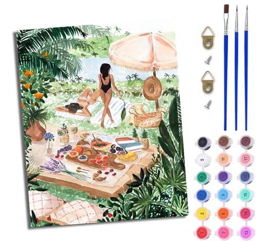Malen nach Zahlen DIY Handgemalt Ölgemälde Set für Anfänger und Jugendliche Schöne Frauen bei einem Picknick im Wald Pinsel und Acrylfarbe Mit Rahmen ideal als Geschenk oder zur Heimdekoration Malen nach Zahlen DIY Handgemalt Ölgemälde Set für Anfänger und Jugendliche Schöne Frauen bei einem Picknick im Wald Pinsel und Acrylfarbe Mit Rahmen ideal als Geschenk oder zur Heimdekoration von WJWWANG