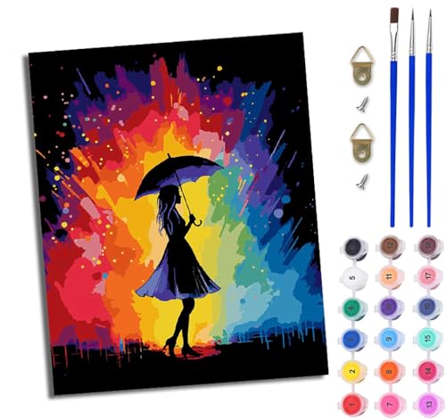 Malen nach Zahlen DIY Handgemalt Ölgemälde Set für Anfänger und Jugendliche Verträumtes Mädchen mit Regenschirm Pinsel und Acrylfarbe 40x50 cm Mit Rahmen ideal als Geschenk oder zur Heimdekoration Malen nach Zahlen DIY Handgemalt Ölgemälde Set für Anfänger und Jugendliche Verträumtes Mädchen mit Regenschirm Pinsel und Acrylfarbe 40x50 cm Mit Rahmen ideal als Geschenk oder zur Heimdekoration von WJWWANG