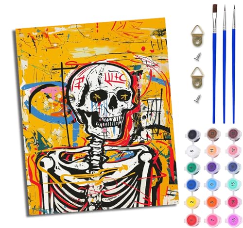 WJWWANG Malen Nach Zahlen DIY auf Leinwand Kit für Anfänger Bunter Graffiti-Totenkopf Mit Acryl Farben und Premium Pinsel 40x50CM Home Deko oder Geburtstag Weihnachten Geschenk WJWWANG Malen Nach Zahlen DIY auf Leinwand Kit für Anfänger Bunter Graffiti-Totenkopf Mit Acryl Farben und Premium Pinsel 40x50CM Home Deko oder Geburtstag Weihnachten Geschenk von WJWWANG
