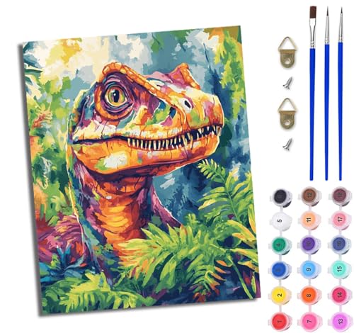 WJWWANG Malen Nach Zahlen DIY auf Leinwand Kit für Anfänger Bunter Walddinosaurier Mit Acryl Farben und Premium Pinsel 40x50CM Home Deko oder Geburtstag Weihnachten Geschenk WJWWANG Malen Nach Zahlen DIY auf Leinwand Kit für Anfänger Bunter Walddinosaurier Mit Acryl Farben und Premium Pinsel 40x50CM Home Deko oder Geburtstag Weihnachten Geschenk von WJWWANG