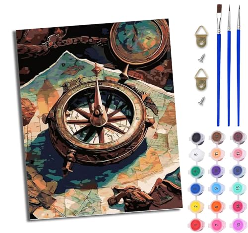 WJWWANG Malen Nach Zahlen DIY auf Leinwand Kit für Anfänger Kompass im Fantasy-Stil Mit Acryl Farben und Premium Pinsel 40x50CM Home Deko oder Geburtstag Weihnachten Geschenk WJWWANG Malen Nach Zahlen DIY auf Leinwand Kit für Anfänger Kompass im Fantasy-Stil Mit Acryl Farben und Premium Pinsel 40x50CM Home Deko oder Geburtstag Weihnachten Geschenk von WJWWANG
