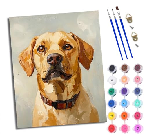 Malen Nach Zahlen DIY auf Leinwand Kit für Anfänger Labrador Mit Acryl Farben und Premium Pinsel 40x50CM Home Deko oder Geburtstag Weihnachten Geschenk Malen Nach Zahlen DIY auf Leinwand Kit für Anfänger Labrador Mit Acryl Farben und Premium Pinsel 40x50CM Home Deko oder Geburtstag Weihnachten Geschenk von WJWWANG