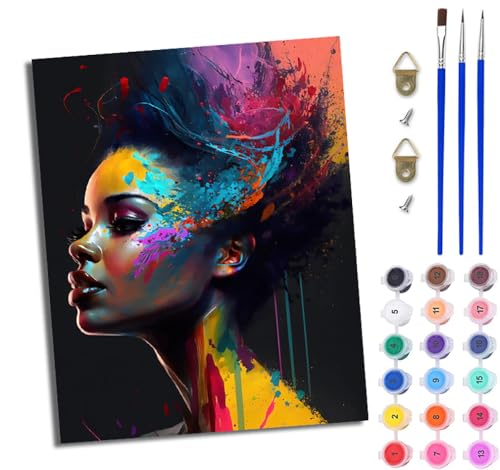 WJWWANG Malen Nach Zahlen DIY auf Leinwand Kit für Anfänger Mädchen-Farbgekritzel Mit Acryl Farben und Premium Pinsel 40x50CM Home Deko oder Geburtstag Weihnachten Geschenk von WJWWANG