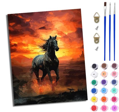 WJWWANG Malen Nach Zahlen DIY auf Leinwand Kit für Anfänger Pferd läuft im Sonnenuntergang Mit Acryl Farben und Premium Pinsel 40x50CM Home Deko oder Geburtstag Weihnachten Geschenk WJWWANG Malen Nach Zahlen DIY auf Leinwand Kit für Anfänger Pferd läuft im Sonnenuntergang Mit Acryl Farben und Premium Pinsel 40x50CM Home Deko oder Geburtstag Weihnachten Geschenk von WJWWANG