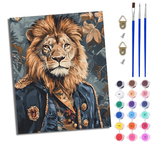 WJWWANG Malen Nach Zahlen DIY auf Leinwand Kit für Anfänger Retro Militär Löwe Mit Acryl Farben und Premium Pinsel 40x50CM Home Deko oder Geburtstag Weihnachten Geschenk WJWWANG Malen Nach Zahlen DIY auf Leinwand Kit für Anfänger Retro Militär Löwe Mit Acryl Farben und Premium Pinsel 40x50CM Home Deko oder Geburtstag Weihnachten Geschenk von WJWWANG