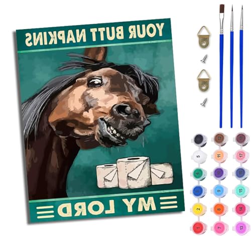 WJWWANG Malen Nach Zahlen DIY auf Leinwand Kit für Anfänger Toilettenpapier Lustiges Pferd Mit Acryl Farben und Premium Pinsel 40x50CM Home Deko oder Geburtstag Weihnachten Geschenk von WJWWANG