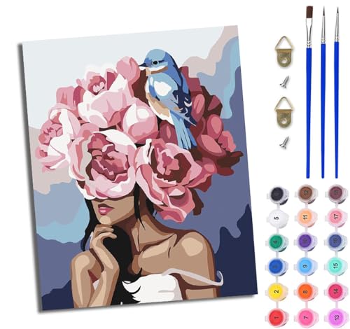WJWWANG Malen Nach Zahlen DIY auf Leinwand Kit für Anfänger Vogel Mädchen Blumen Mit Acryl Farben und Premium Pinsel 40x50CM Home Deko oder Geburtstag Weihnachten Geschenk WJWWANG Malen Nach Zahlen DIY auf Leinwand Kit für Anfänger Vogel Mädchen Blumen Mit Acryl Farben und Premium Pinsel 40x50CM Home Deko oder Geburtstag Weihnachten Geschenk von WJWWANG