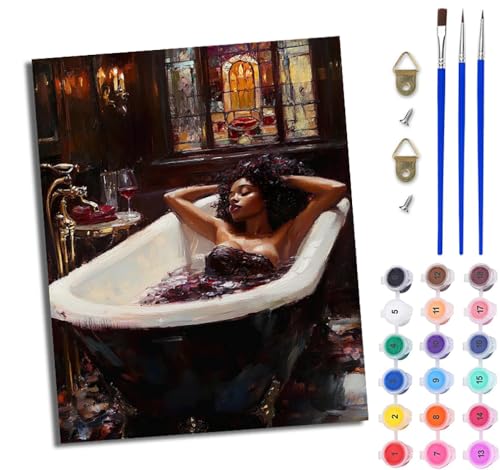 WJWWANG Malen Nach Zahlen Erwachsene Malen Nach Zahlen Afrikanisches Mädchen beim Baden DIY Handgemalt Ölgemälde Kit für Anfänger und Erwachsene Mit 3-Pinseln und Acrylfarbe Mit Rahmen 40X50CM WJWWANG Malen Nach Zahlen Erwachsene Malen Nach Zahlen Afrikanisches Mädchen beim Baden DIY Handgemalt Ölgemälde Kit für Anfänger und Erwachsene Mit 3-Pinseln und Acrylfarbe Mit Rahmen 40X50CM von WJWWANG