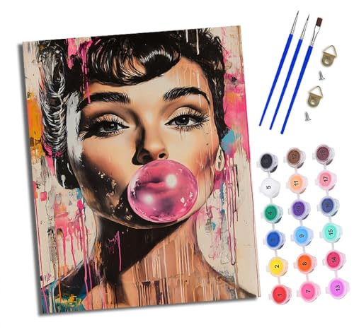 WJWWANG Malen Nach Zahlen Erwachsene Malen Nach Zahlen Audrey Hepburn bläst Seifenblasen DIY Handgemalt Ölgemälde Leinwand Kit für Anfänger und Erwachsene Ohne Rahmen 40 x 50 cm WJWWANG Malen Nach Zahlen Erwachsene Malen Nach Zahlen Audrey Hepburn bläst Seifenblasen DIY Handgemalt Ölgemälde Leinwand Kit für Anfänger und Erwachsene Ohne Rahmen 40 x 50 cm von WJWWANG