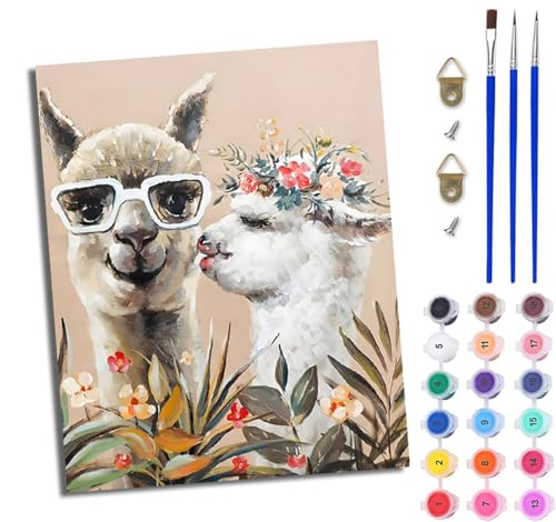 WJWWANG Malen Nach Zahlen Erwachsene Malen Nach Zahlen Blumen-Alpaka-Paar DIY Handgemalt Ölgemälde Leinwand Kit für Anfänger und Erwachsene Ohne Rahmen 40 x 50 cm WJWWANG Malen Nach Zahlen Erwachsene Malen Nach Zahlen Blumen-Alpaka-Paar DIY Handgemalt Ölgemälde Leinwand Kit für Anfänger und Erwachsene Ohne Rahmen 40 x 50 cm von WJWWANG