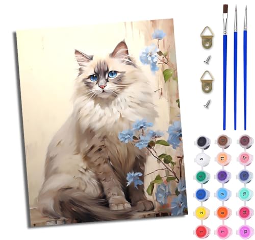 WJWWANG Malen Nach Zahlen Erwachsene Malen Nach Zahlen Blumen-Ragdoll-Katze DIY Handgemalt Ölgemälde Kit für Anfänger und Erwachsene Mit 3-Pinseln und Acrylfarbe Mit Rahmen 40X50CM WJWWANG Malen Nach Zahlen Erwachsene Malen Nach Zahlen Blumen-Ragdoll-Katze DIY Handgemalt Ölgemälde Kit für Anfänger und Erwachsene Mit 3-Pinseln und Acrylfarbe Mit Rahmen 40X50CM von WJWWANG
