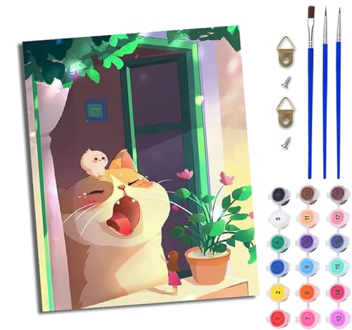 WJWWANG Malen Nach Zahlen Erwachsene Malen Nach Zahlen Blumen gähnendes Kätzchen DIY Handgemalt Ölgemälde Kit für Anfänger und Erwachsene Mit 3-Pinseln und Acrylfarbe Mit Rahmen 40X50CM WJWWANG Malen Nach Zahlen Erwachsene Malen Nach Zahlen Blumen gähnendes Kätzchen DIY Handgemalt Ölgemälde Kit für Anfänger und Erwachsene Mit 3-Pinseln und Acrylfarbe Mit Rahmen 40X50CM von WJWWANG