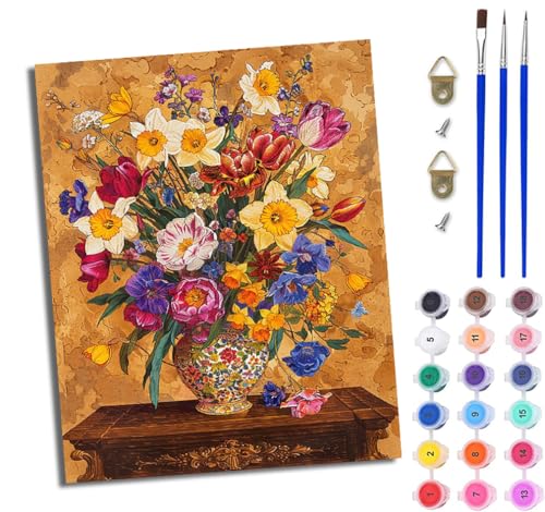WJWWANG Malen Nach Zahlen Erwachsene Malen Nach Zahlen Blumenfarbene Vase DIY Handgemalt Ölgemälde Kit für Anfänger und Erwachsene Mit 3-Pinseln und Acrylfarbe Mit Rahmen 40X50CM WJWWANG Malen Nach Zahlen Erwachsene Malen Nach Zahlen Blumenfarbene Vase DIY Handgemalt Ölgemälde Kit für Anfänger und Erwachsene Mit 3-Pinseln und Acrylfarbe Mit Rahmen 40X50CM von WJWWANG