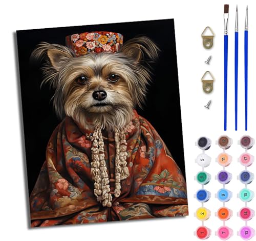WJWWANG Malen Nach Zahlen Erwachsene Malen Nach Zahlen Exquisiter Yorkshire Terrier DIY Handgemalt Ölgemälde Leinwand Kit für Anfänger und Erwachsene Ohne Rahmen 40 x 50 cm von WJWWANG
