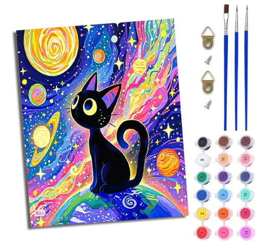 WJWWANG Malen Nach Zahlen Erwachsene Malen Nach Zahlen Fantasy Planet Schwarze Katze DIY Handgemalt Ölgemälde Kit für Anfänger und Erwachsene Mit 3-Pinseln und Acrylfarbe Mit Rahmen 40X50CM WJWWANG Malen Nach Zahlen Erwachsene Malen Nach Zahlen Fantasy Planet Schwarze Katze DIY Handgemalt Ölgemälde Kit für Anfänger und Erwachsene Mit 3-Pinseln und Acrylfarbe Mit Rahmen 40X50CM von WJWWANG