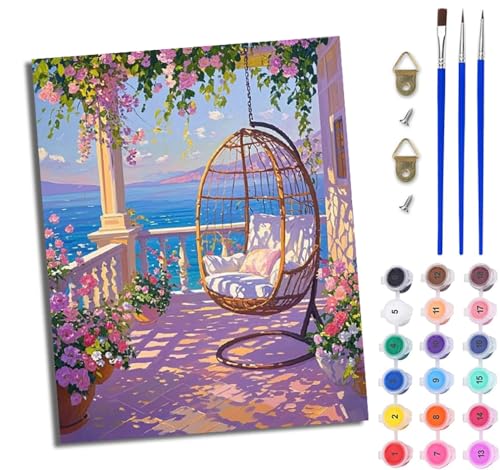 WJWWANG Malen Nach Zahlen Erwachsene Malen Nach Zahlen Flower Leisure Hängesessel DIY Handgemalt Ölgemälde Kit für Anfänger und Erwachsene Mit 3-Pinseln und Acrylfarbe Mit Rahmen 40X50CM WJWWANG Malen Nach Zahlen Erwachsene Malen Nach Zahlen Flower Leisure Hängesessel DIY Handgemalt Ölgemälde Kit für Anfänger und Erwachsene Mit 3-Pinseln und Acrylfarbe Mit Rahmen 40X50CM von WJWWANG