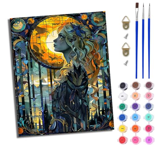 WJWWANG Malen Nach Zahlen Erwachsene Malen Nach Zahlen Frau im Glasstil DIY Handgemalt Ölgemälde Kit für Anfänger und Erwachsene Mit 3-Pinseln und Acrylfarbe Mit Rahmen 40X50CM WJWWANG Malen Nach Zahlen Erwachsene Malen Nach Zahlen Frau im Glasstil DIY Handgemalt Ölgemälde Kit für Anfänger und Erwachsene Mit 3-Pinseln und Acrylfarbe Mit Rahmen 40X50CM von WJWWANG
