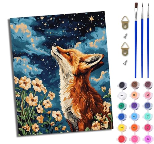 WJWWANG Malen Nach Zahlen Erwachsene Malen Nach Zahlen Fuchs im Himmel mit Blumen DIY Handgemalt Ölgemälde Leinwand Kit für Anfänger und Erwachsene Ohne Rahmen 40 x 50 cm WJWWANG Malen Nach Zahlen Erwachsene Malen Nach Zahlen Fuchs im Himmel mit Blumen DIY Handgemalt Ölgemälde Leinwand Kit für Anfänger und Erwachsene Ohne Rahmen 40 x 50 cm von WJWWANG