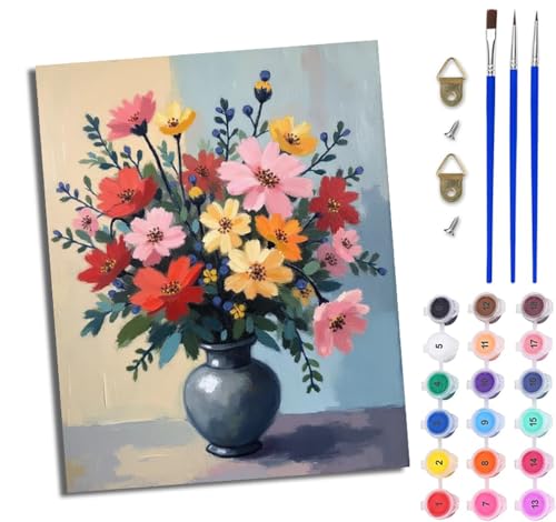 WJWWANG Malen Nach Zahlen Erwachsene Malen Nach Zahlen Geschenkvase Blumen DIY Handgemalt Ölgemälde Kit für Anfänger und Erwachsene Mit 3-Pinseln und Acrylfarbe Mit Rahmen 40X50CM WJWWANG Malen Nach Zahlen Erwachsene Malen Nach Zahlen Geschenkvase Blumen DIY Handgemalt Ölgemälde Kit für Anfänger und Erwachsene Mit 3-Pinseln und Acrylfarbe Mit Rahmen 40X50CM von WJWWANG