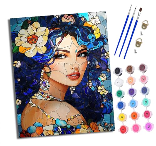 WJWWANG Malen Nach Zahlen Erwachsene Malen Nach Zahlen Glas Stil Frau DIY Handgemalt Ölgemälde Leinwand Kit für Anfänger und Erwachsene Ohne Rahmen 40 x 50 cm WJWWANG Malen Nach Zahlen Erwachsene Malen Nach Zahlen Glas Stil Frau DIY Handgemalt Ölgemälde Leinwand Kit für Anfänger und Erwachsene Ohne Rahmen 40 x 50 cm von WJWWANG