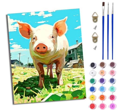 WJWWANG Malen Nach Zahlen Erwachsene Malen Nach Zahlen Glückliches Schwein auf dem Bauernhof DIY Handgemalt Ölgemälde Kit für Anfänger und Erwachsene Mit 3-Pinseln und Acrylfarbe Mit Rahmen 40X50CM WJWWANG Malen Nach Zahlen Erwachsene Malen Nach Zahlen Glückliches Schwein auf dem Bauernhof DIY Handgemalt Ölgemälde Kit für Anfänger und Erwachsene Mit 3-Pinseln und Acrylfarbe Mit Rahmen 40X50CM von WJWWANG