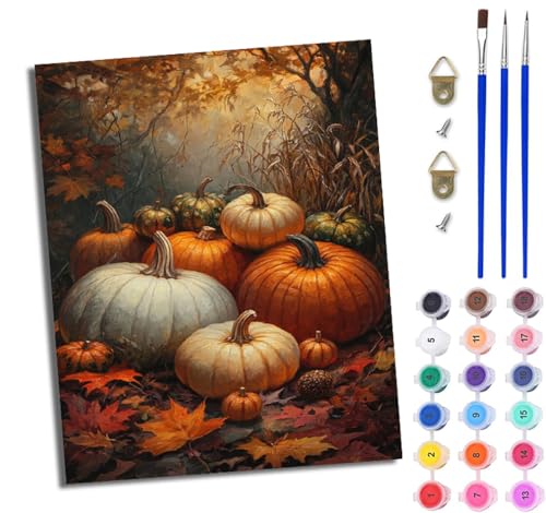 WJWWANG Malen Nach Zahlen Erwachsene Malen Nach Zahlen Herbstkürbisse DIY Handgemalt Ölgemälde Kit für Anfänger und Erwachsene Mit 3-Pinseln und Acrylfarbe Mit Rahmen 40X50CM WJWWANG Malen Nach Zahlen Erwachsene Malen Nach Zahlen Herbstkürbisse DIY Handgemalt Ölgemälde Kit für Anfänger und Erwachsene Mit 3-Pinseln und Acrylfarbe Mit Rahmen 40X50CM von WJWWANG