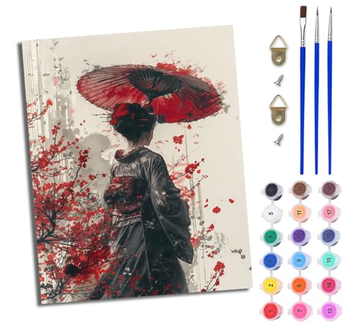 WJWWANG Malen Nach Zahlen Erwachsene Malen Nach Zahlen Japanisches Regenschirmmädchen DIY Handgemalt Ölgemälde Leinwand Kit für Anfänger und Erwachsene Ohne Rahmen 40 x 50 cm WJWWANG Malen Nach Zahlen Erwachsene Malen Nach Zahlen Japanisches Regenschirmmädchen DIY Handgemalt Ölgemälde Leinwand Kit für Anfänger und Erwachsene Ohne Rahmen 40 x 50 cm von WJWWANG