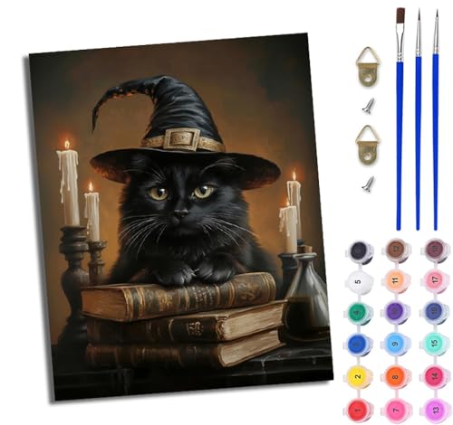 WJWWANG Malen Nach Zahlen Erwachsene Malen Nach Zahlen Kerze Hexe schwarze Katze DIY Handgemalt Ölgemälde Leinwand Kit für Anfänger und Erwachsene Ohne Rahmen 40 x 50 cm WJWWANG Malen Nach Zahlen Erwachsene Malen Nach Zahlen Kerze Hexe schwarze Katze DIY Handgemalt Ölgemälde Leinwand Kit für Anfänger und Erwachsene Ohne Rahmen 40 x 50 cm von WJWWANG
