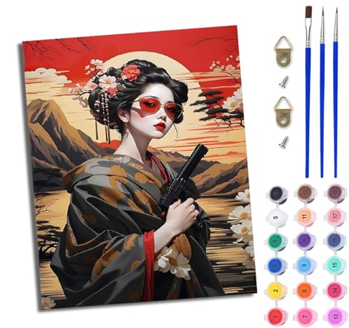 WJWWANG Malen Nach Zahlen Erwachsene Malen Nach Zahlen Kimono-Mädchen mit einer Pistole DIY Handgemalt Ölgemälde Leinwand Kit für Anfänger und Erwachsene Ohne Rahmen 40 x 50 cm WJWWANG Malen Nach Zahlen Erwachsene Malen Nach Zahlen Kimono-Mädchen mit einer Pistole DIY Handgemalt Ölgemälde Leinwand Kit für Anfänger und Erwachsene Ohne Rahmen 40 x 50 cm von WJWWANG