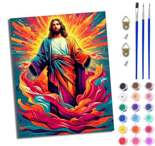 WJWWANG Malen Nach Zahlen Erwachsene Malen Nach Zahlen Leuchtender Jesus DIY Handgemalt Ölgemälde Leinwand Kit für Anfänger und Erwachsene Ohne Rahmen 40 x 50 cm WJWWANG Malen Nach Zahlen Erwachsene Malen Nach Zahlen Leuchtender Jesus DIY Handgemalt Ölgemälde Leinwand Kit für Anfänger und Erwachsene Ohne Rahmen 40 x 50 cm von WJWWANG